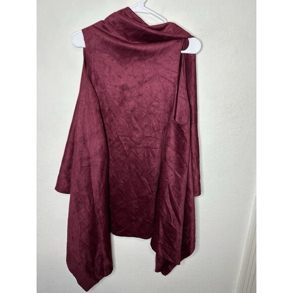Demdaco Wine Red Suede Flowy Open Front Tunic Vest One Size - Picture 6 of 8